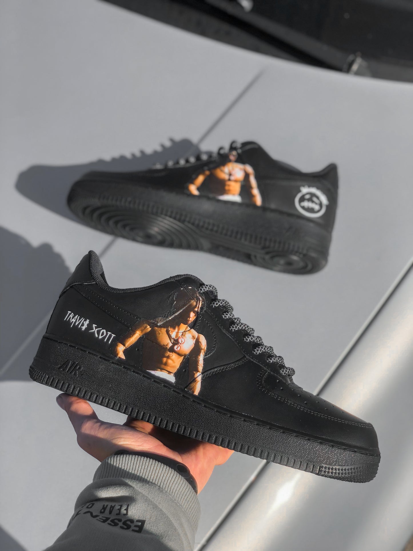 Hand-painted custom sneakers with pop singer design by VK Customs