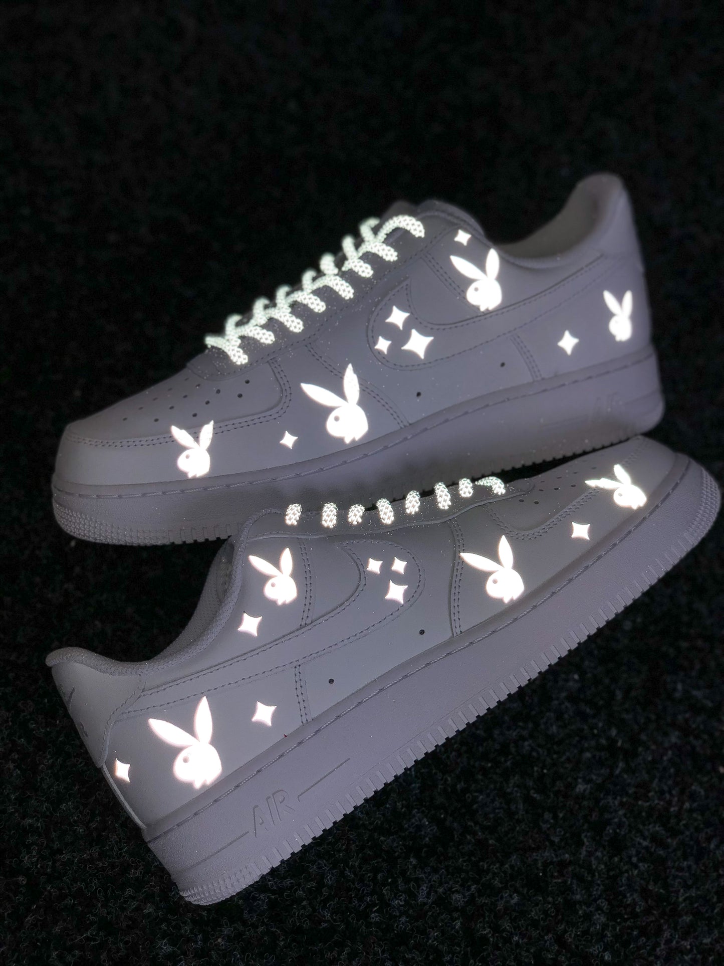 Hand-painted custom sneakers with abstract design by VK Customs