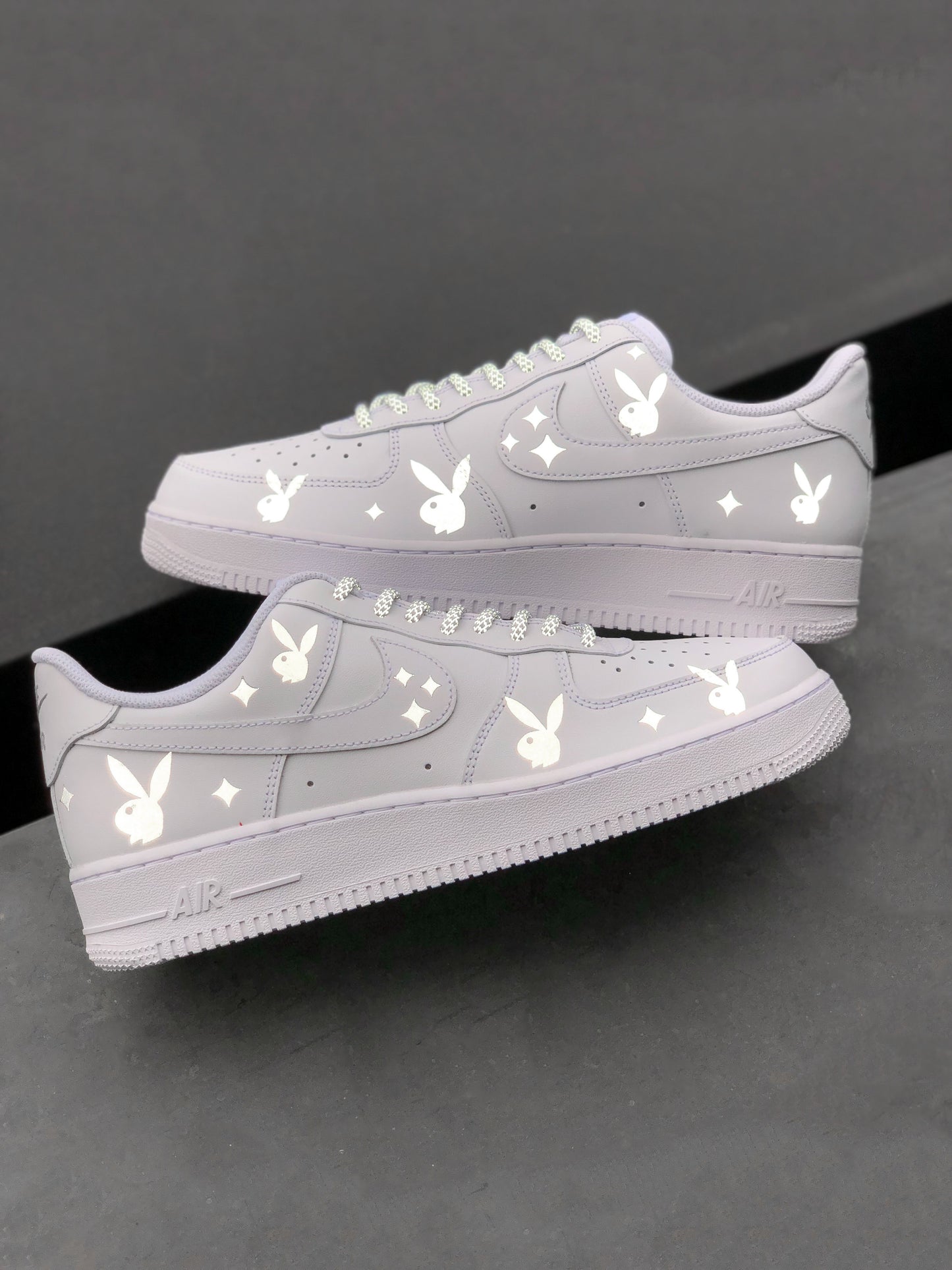 Hand-painted custom sneakers with abstract design by VK Customs