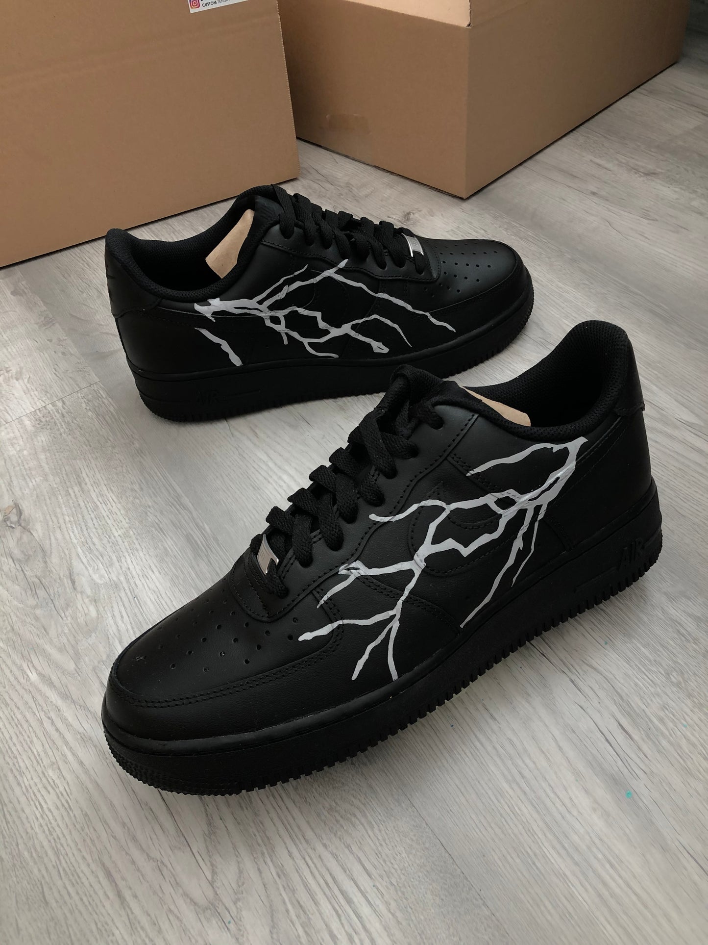 Hand-painted custom sneakers with abstract design by VK Customs