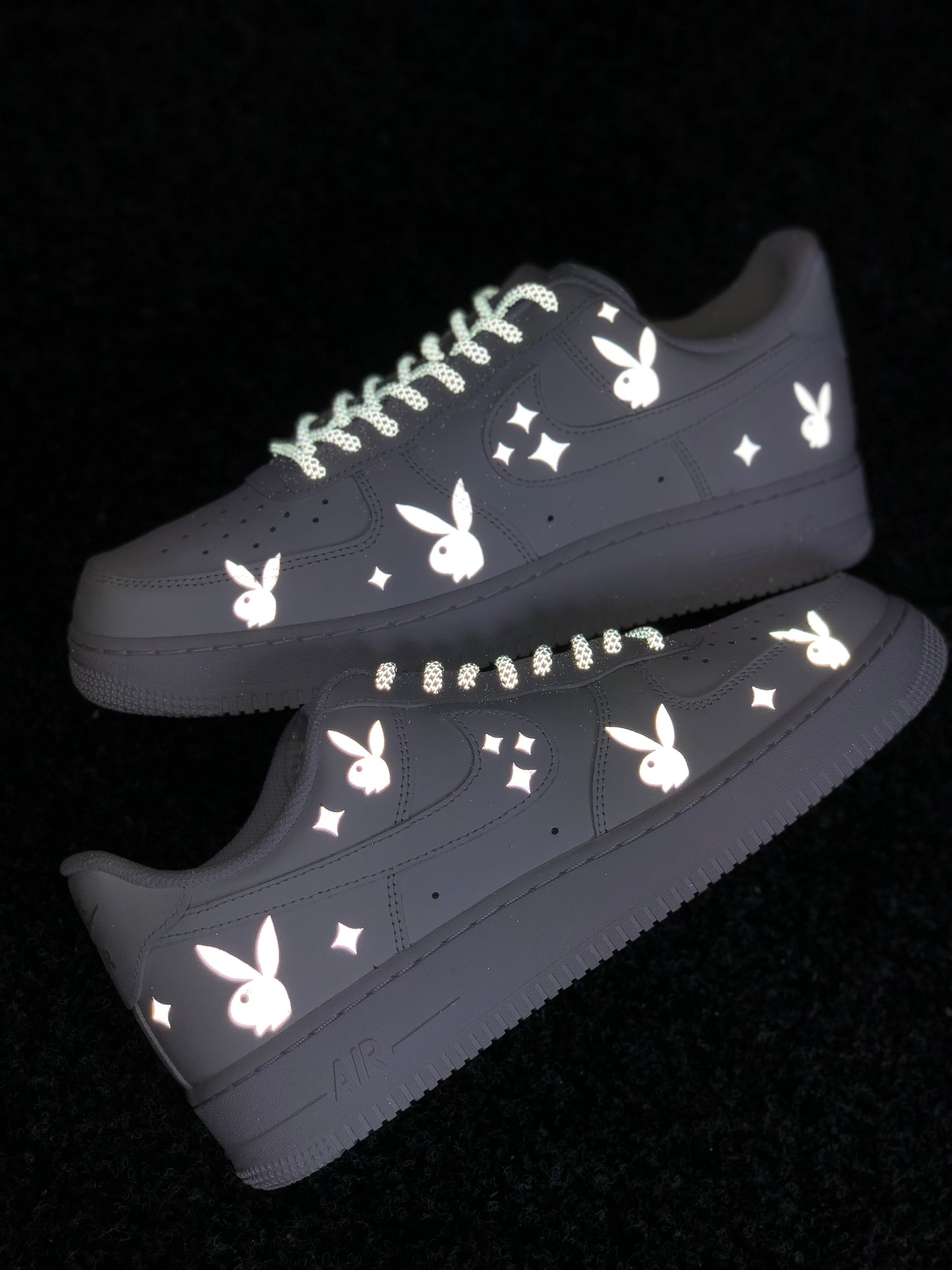 Hand-painted custom sneakers with abstract design by VK Customs