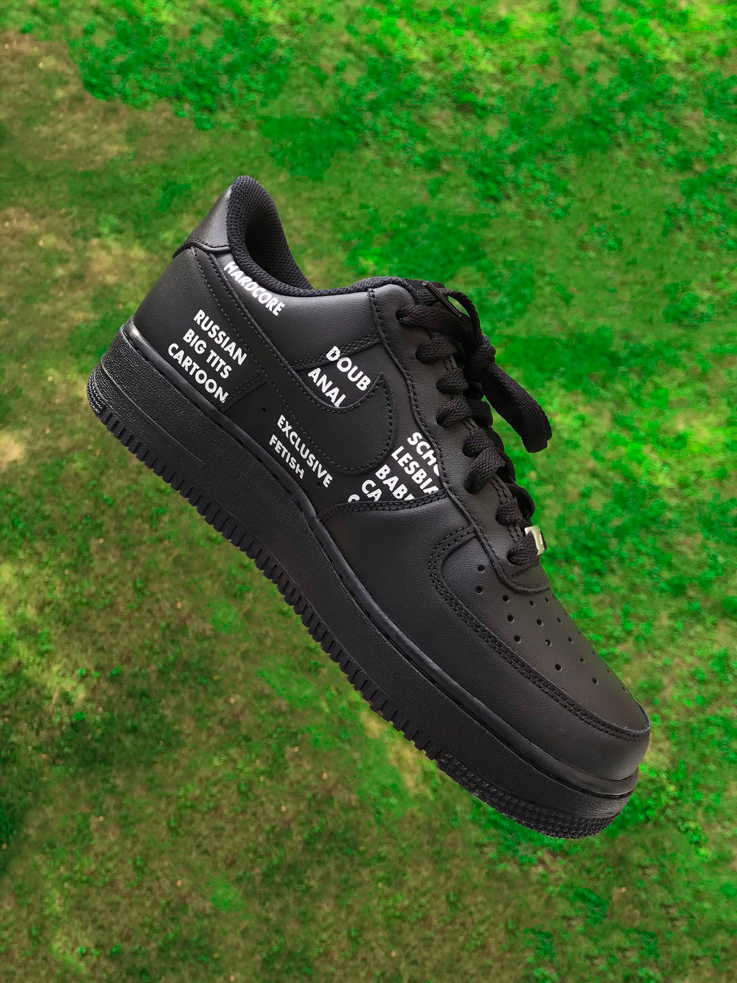 Hand-painted custom sneakers with abstract design by VK Customs