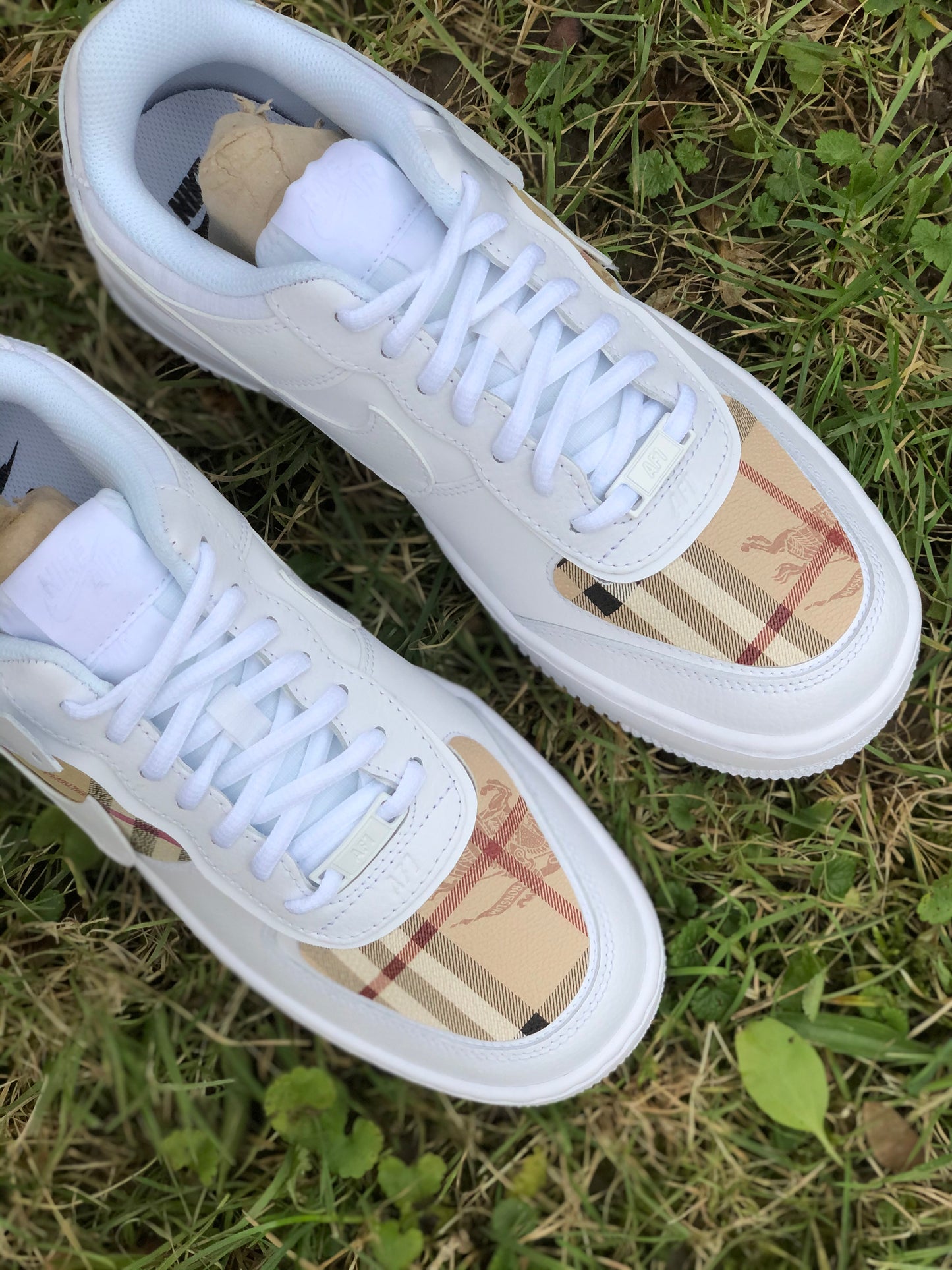 Hand-painted custom sneakers with abstract design by VK Customs