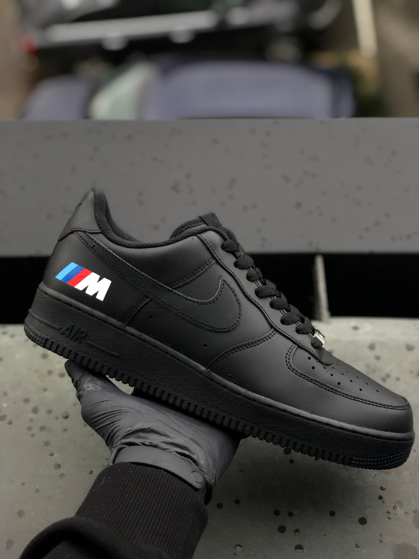 Hand-painted custom sneakers with car design by VK Customs