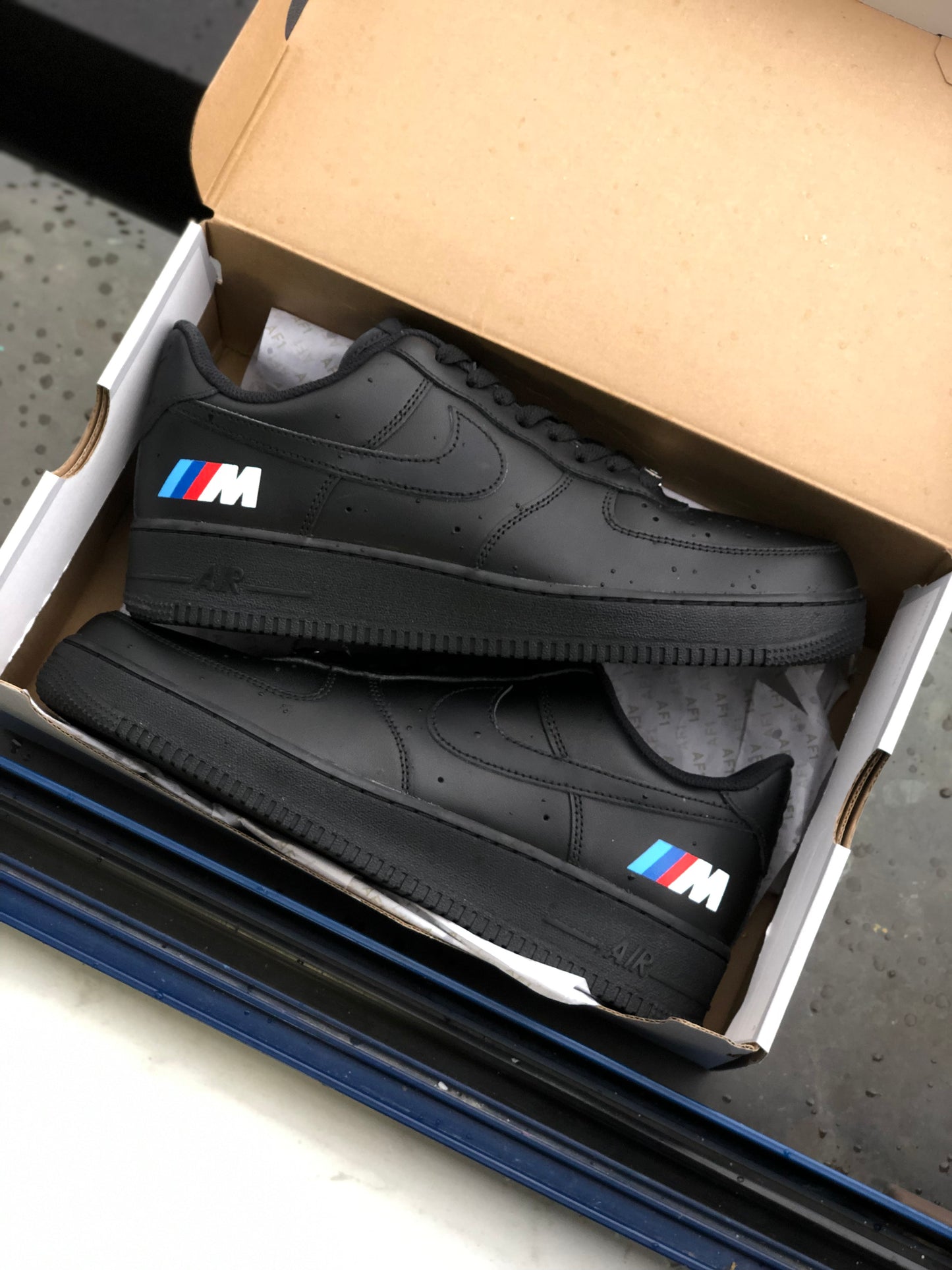 Hand-painted custom sneakers with car design by VK Customs