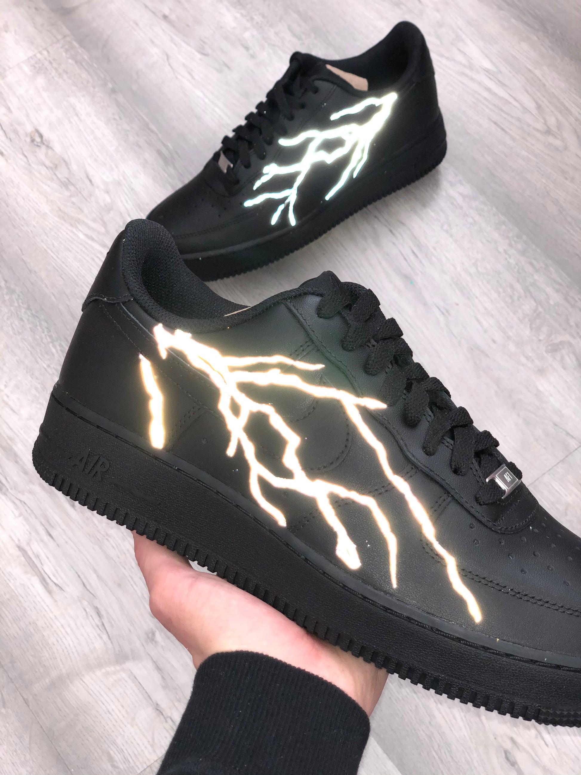 Hand-painted custom sneakers with abstract design by VK Customs