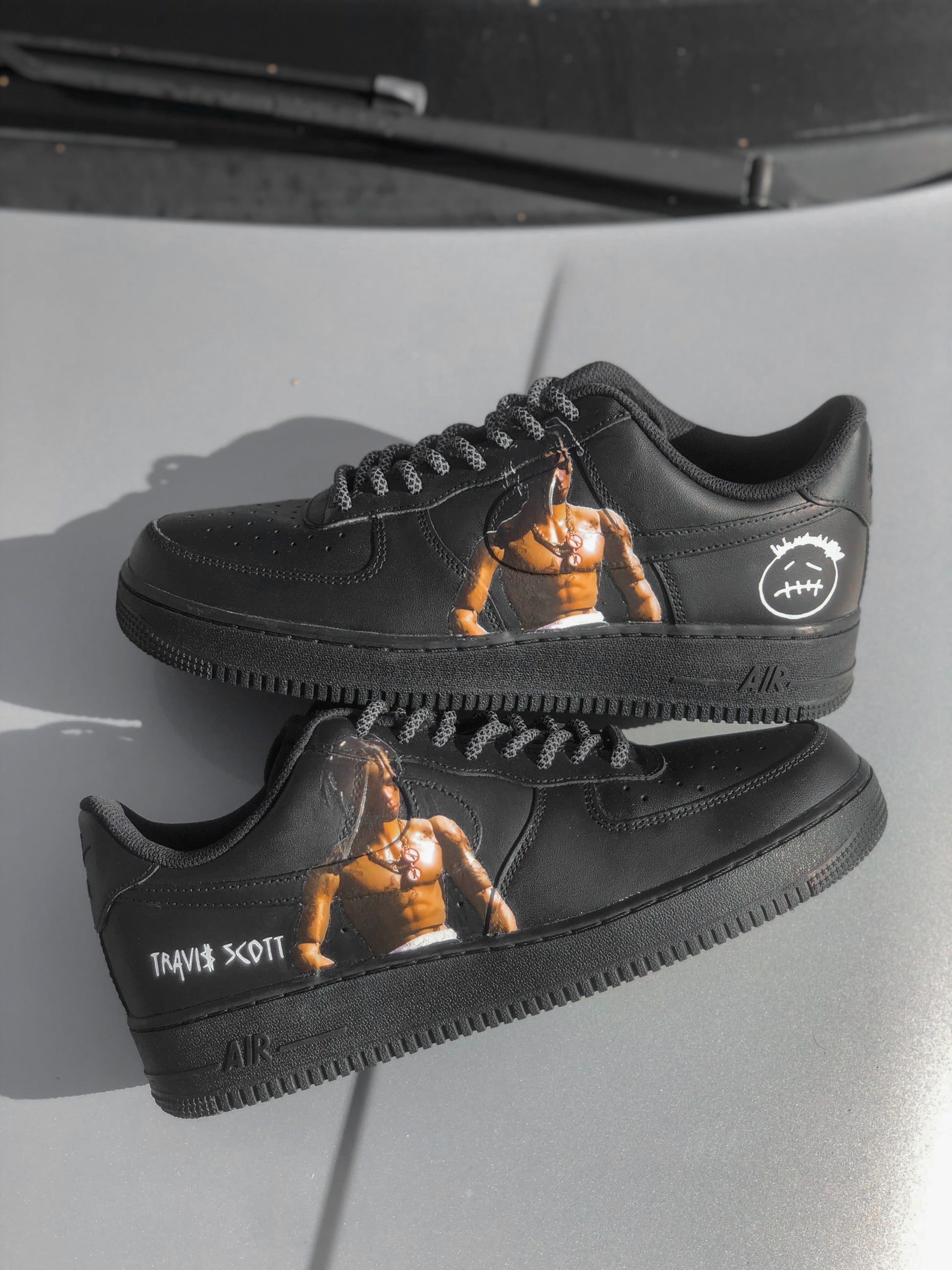 Hand-painted custom sneakers with pop singer design by VK Customs