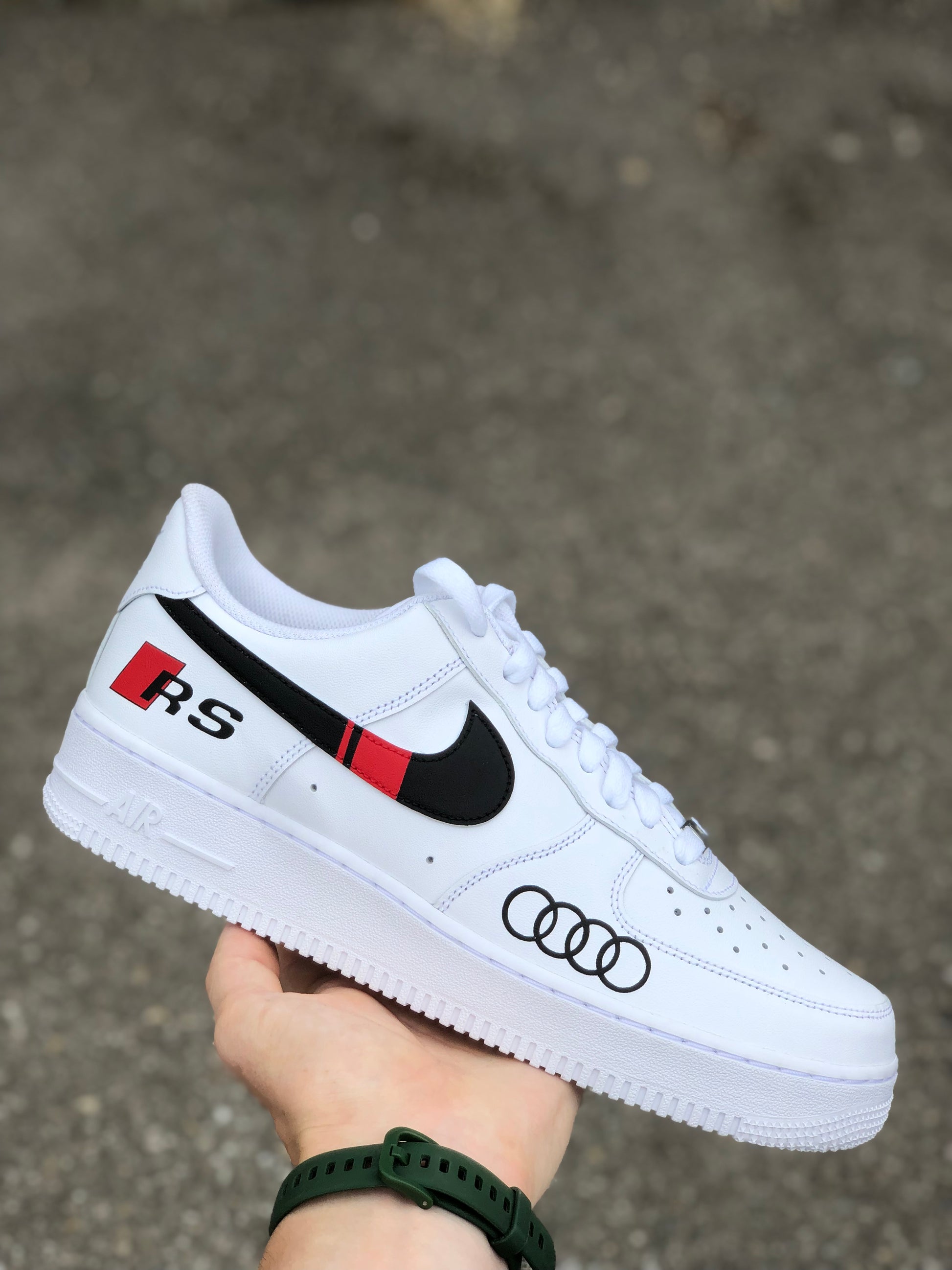 Hand-painted custom sneakers with car design by VK Customs