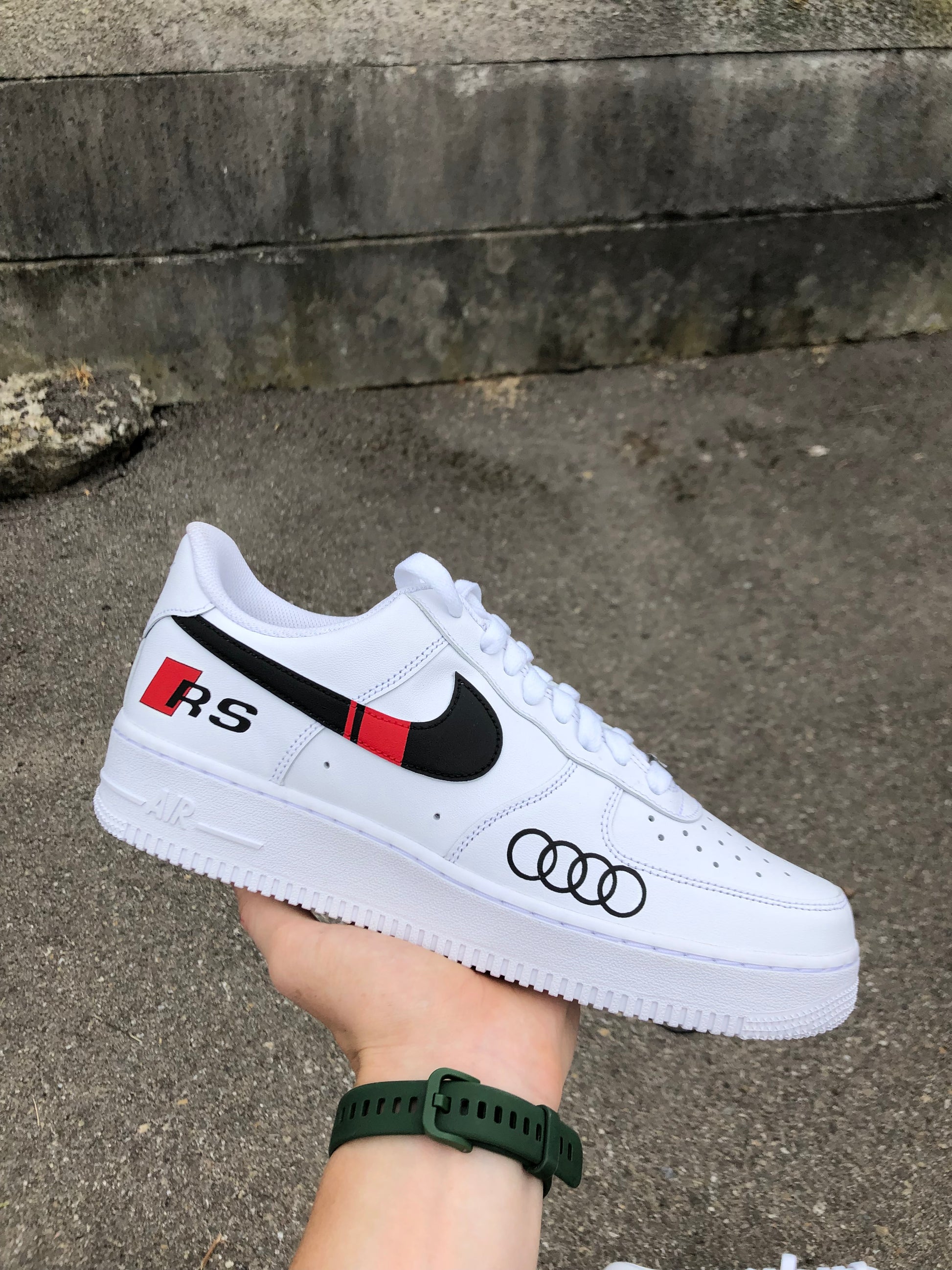Hand-painted custom sneakers with car design by VK Customs