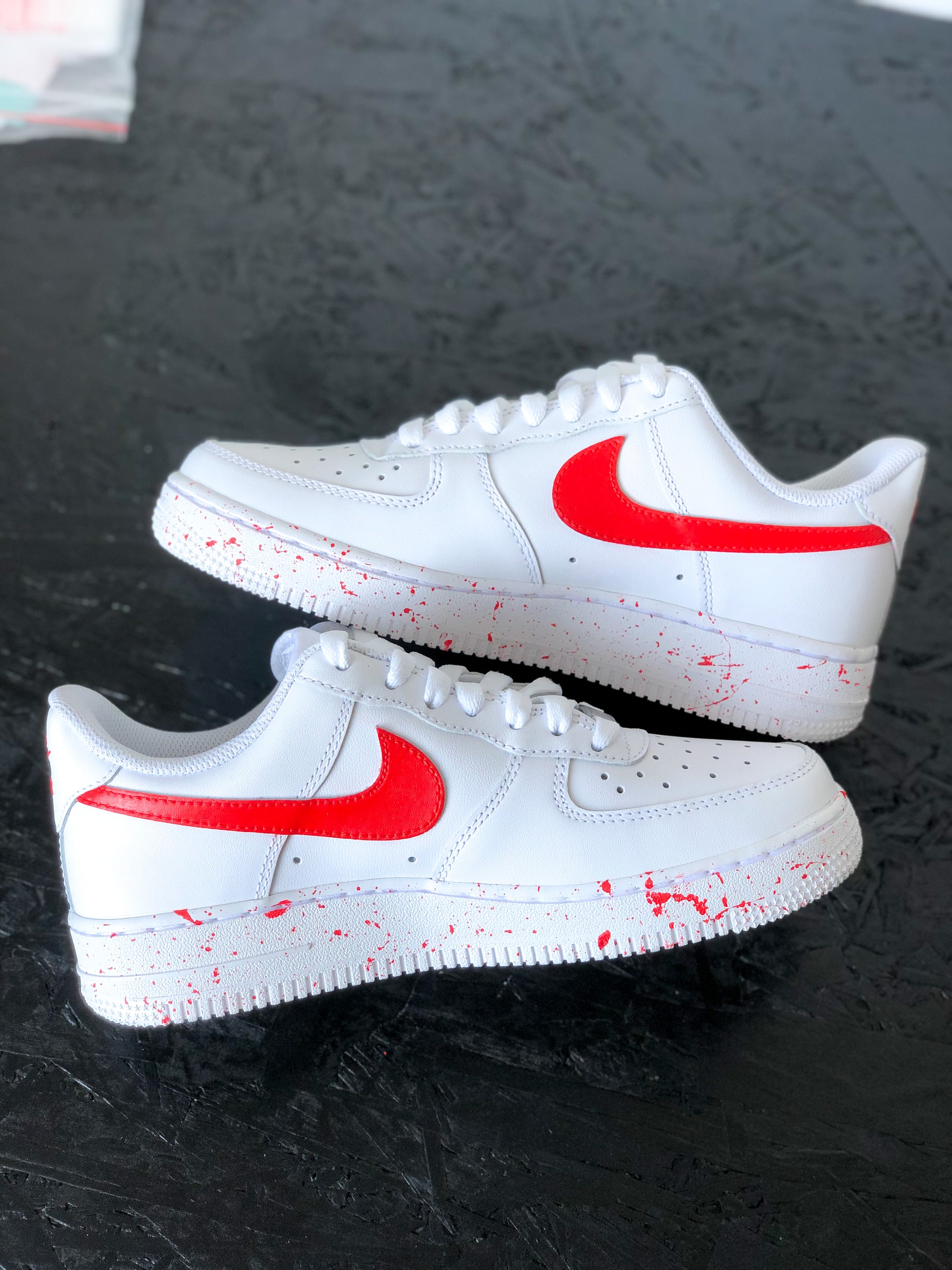 Hand-painted custom sneakers with abstract design by VK Customs
