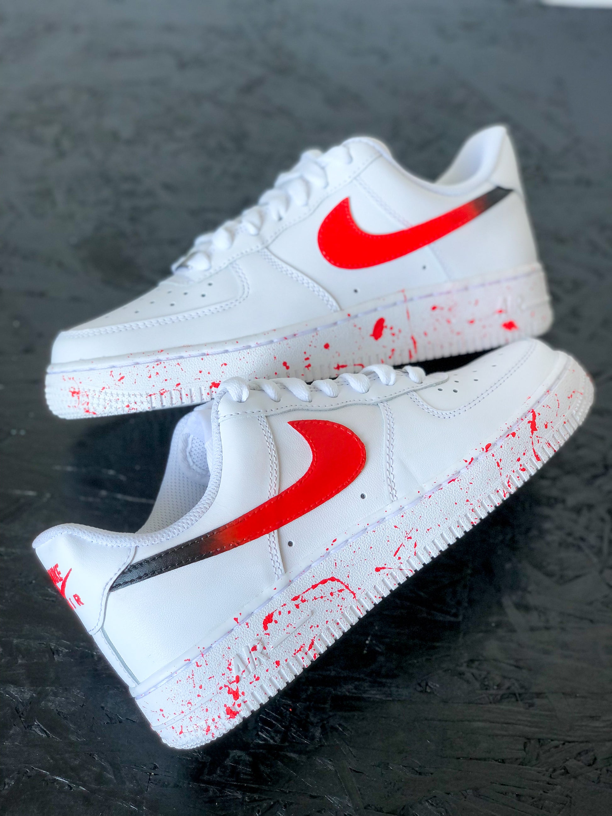 Hand-painted custom sneakers with abstract design by VK Customs