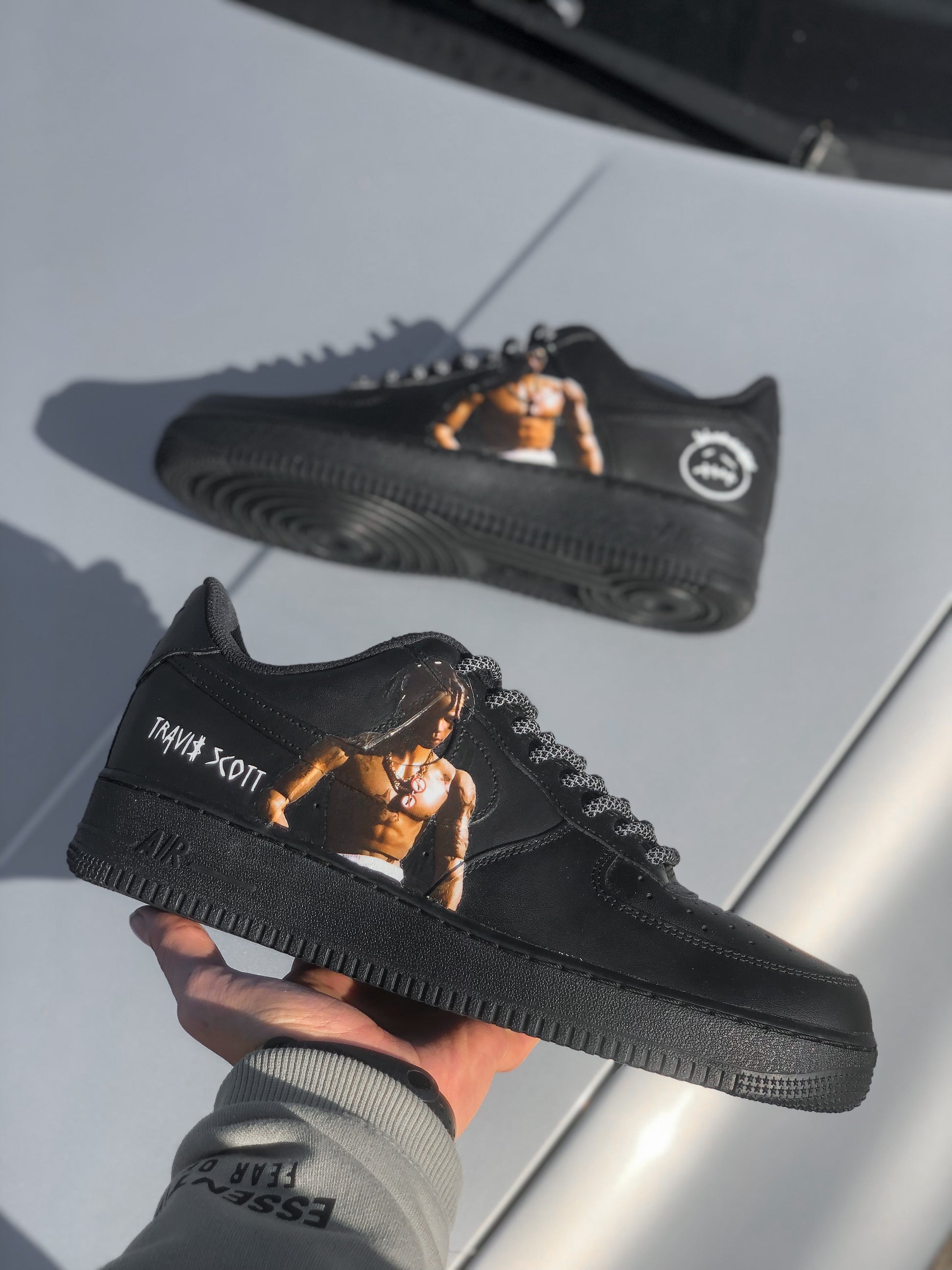 Hand-painted custom sneakers with pop singer design by VK Customs